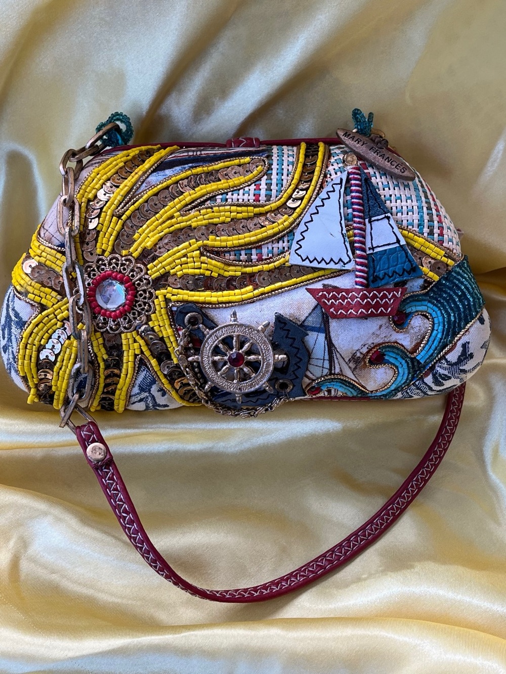 Mary Frances Vintage Nautical ⛵️ Embroidered Purse Handbag GUC Vintage - Picture 8 of 9